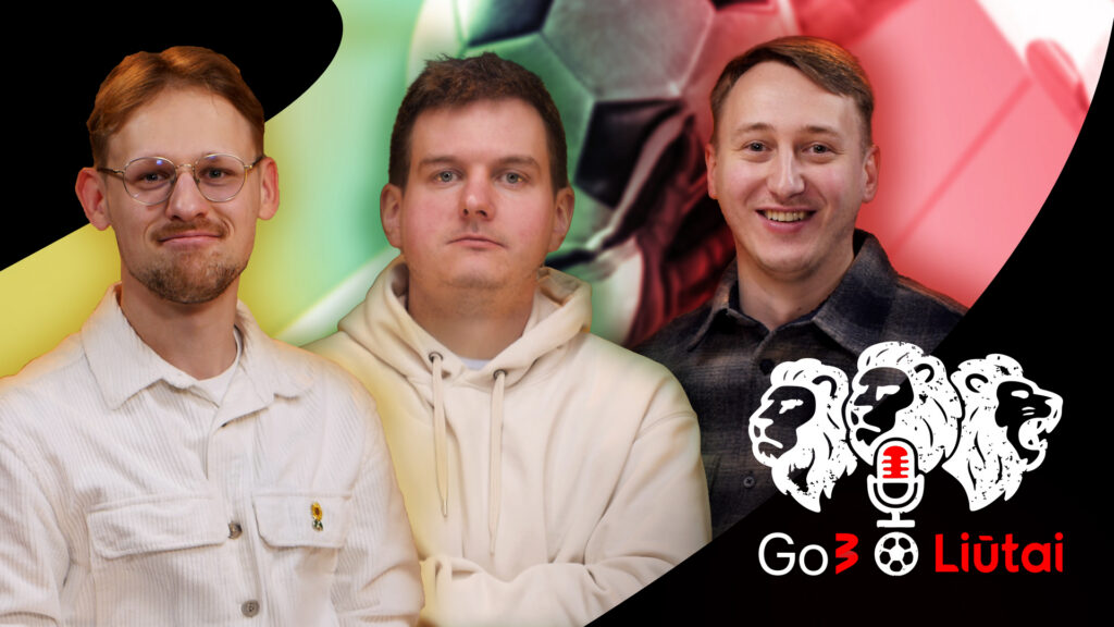 trys vyrai Go3 podkaste apie futbolą