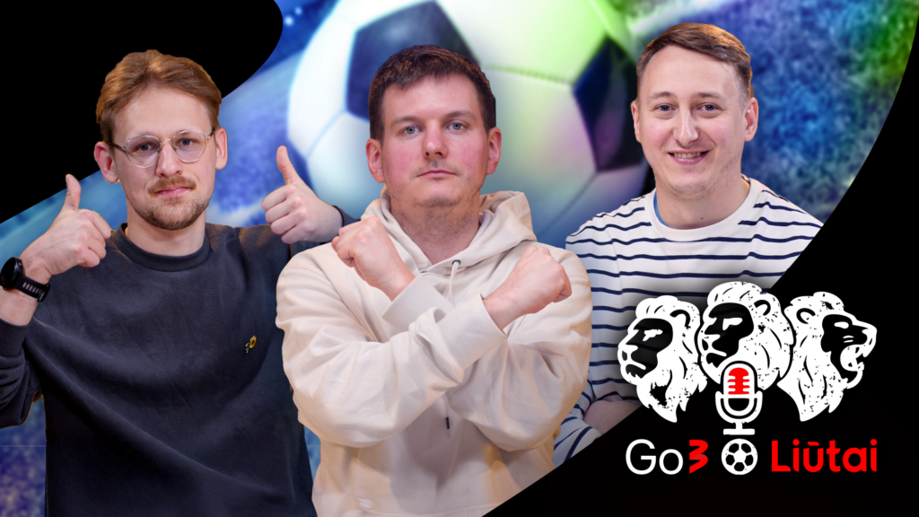 trys vyrai melynam kamuolio fone sypsosi